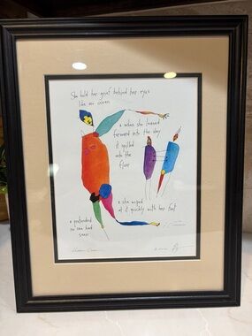 Vintage StoryPeople Signed Framed Art Print by Brian Andreas 11x14 NWOT